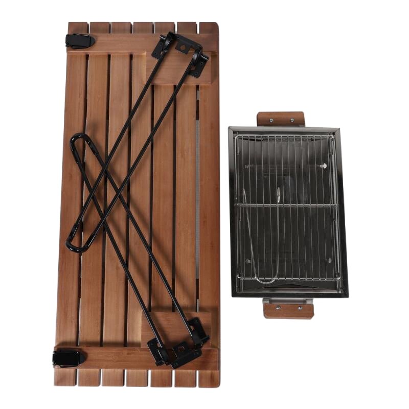 대나무 상판 접이식 테이블 겸 바비큐 스토브 BT660